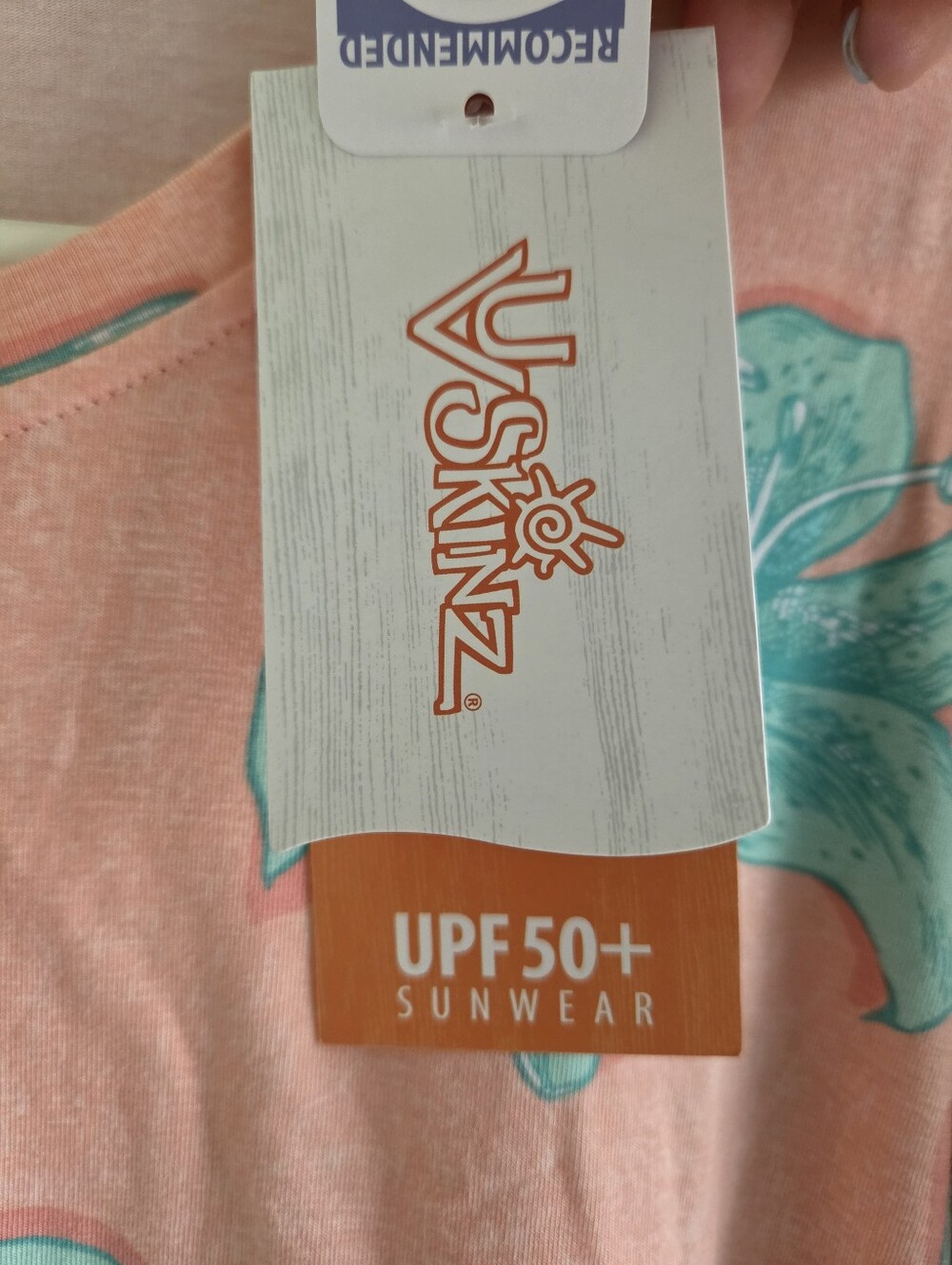UV‎ Skinz UPF 50+ Sun Swim Shirt Womens Coral Pink Teal Lily Long Sleeve 2XL - Picture 3 of 5